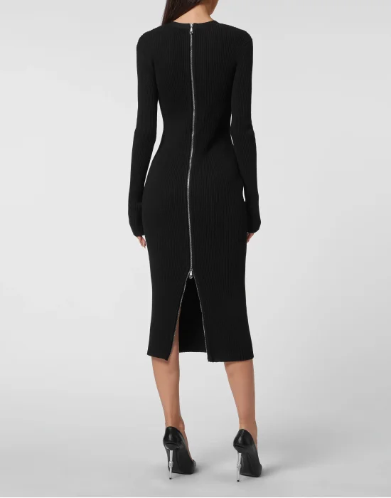 Knit Midi Dress Skull
