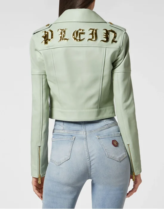 Crop Leather Biker Jacket