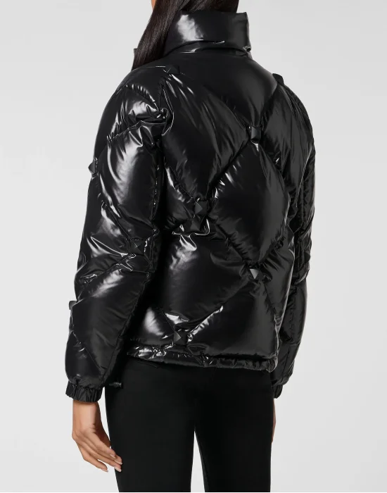 Short Puffer Jacket Nylon Rubber Matt