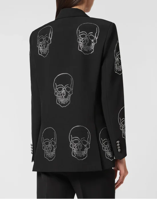 Boxy Blazer Crystal Skull with Crystals