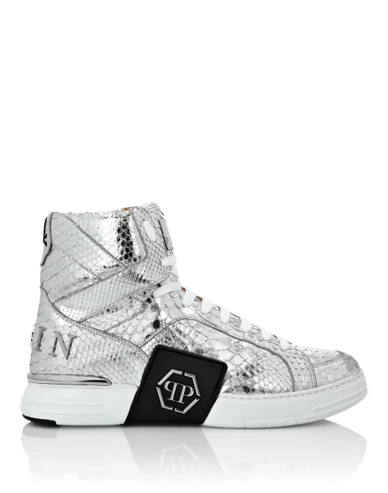 HI-TOP SNEAKERS MONEY KICK$ PYTHON Platinum HEXAGON