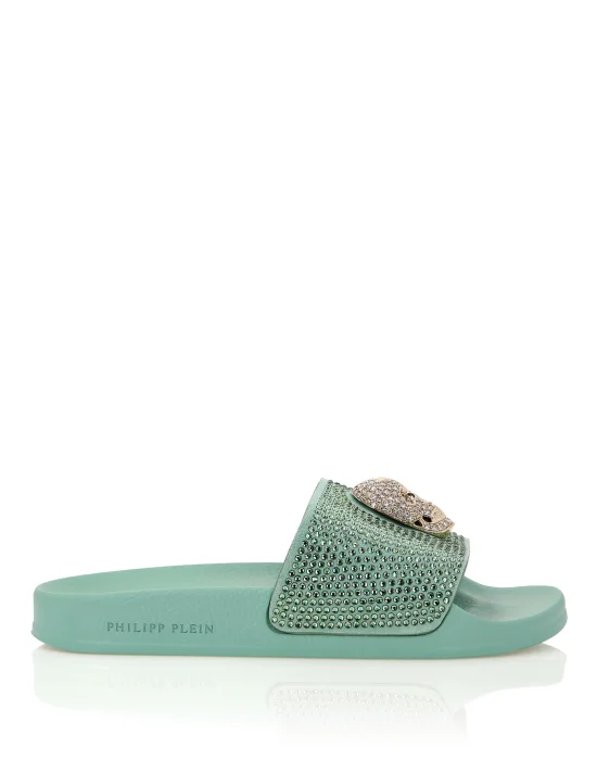 Sandals Flat Skull with Crystals