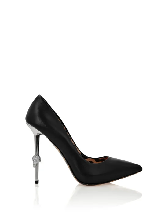 Skull Heel Leather Pumps