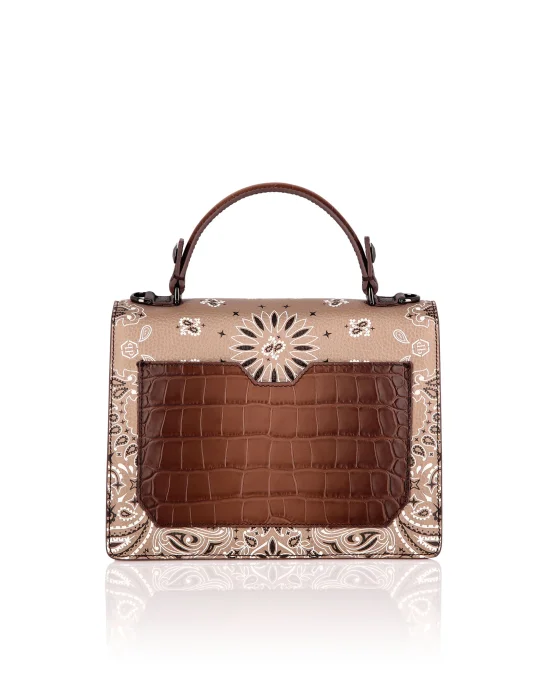 Leather Superheroin Medium Handle Bag Paisley
