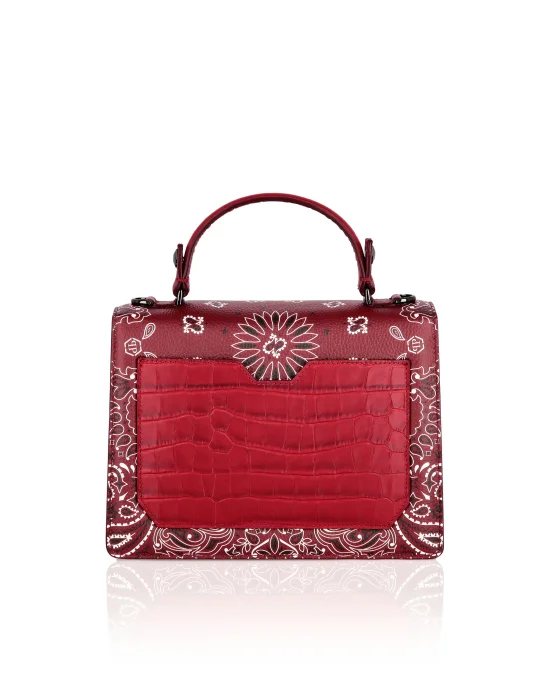 Leather Superheroin Medium Handle Bag Paisley
