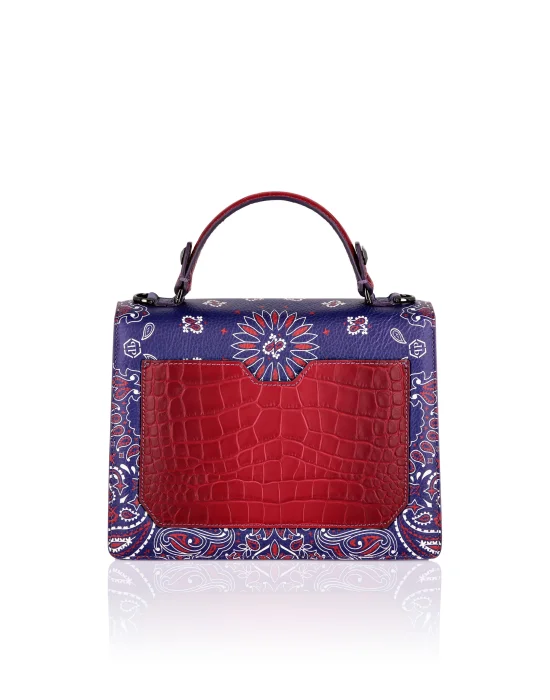 Leather Superheroin Medium Handle Bag Paisley