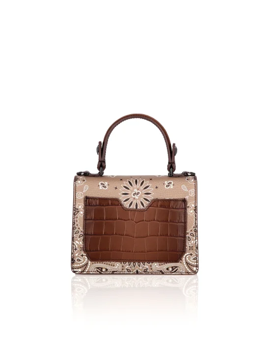 Leather Superheroin Small Handle Bag Paisley