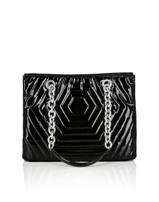 Patent Leather Shoulder Bag Hexagon