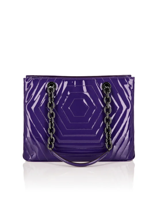 Patent Leather Shoulder Bag Hexagon