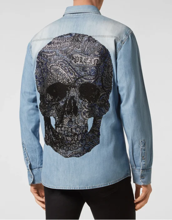 Denim Shirt LS Paisley Strass