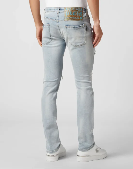 Denim Trousers Super Straight Cut Fit Paisley