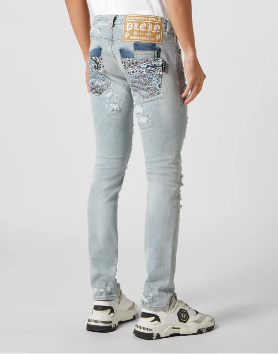 Denim Trousers Slim Fit Paisley