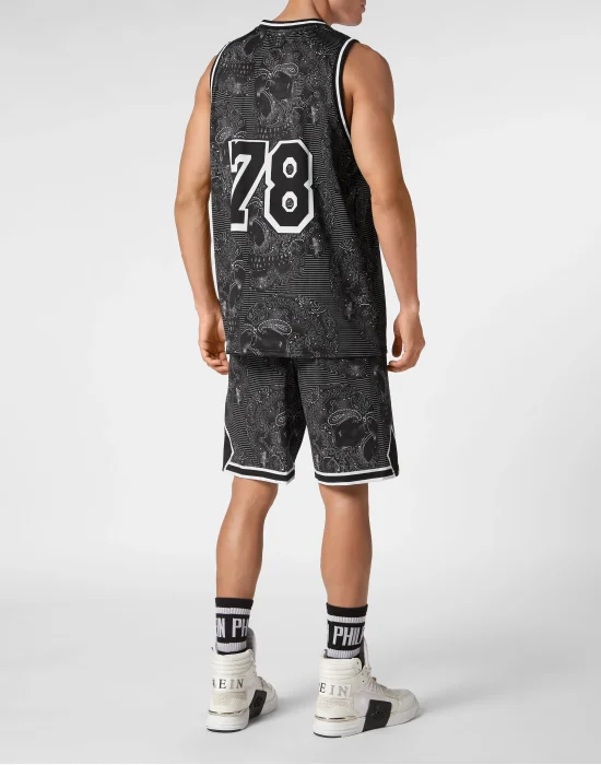 Basketball Jogging Tracksuit: Top/Shorts Paisley Skull