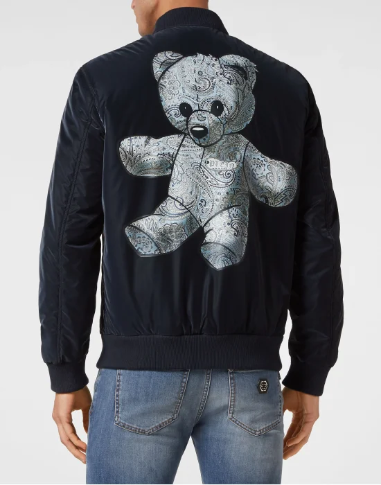 Nylon Bomber Paisley Teddy Bear