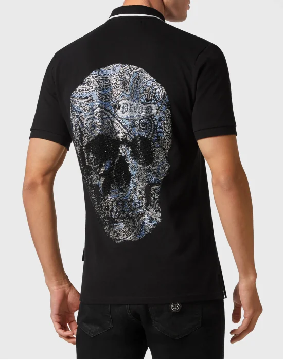 Slim Fit Polo shirt SS Paisley Strass
