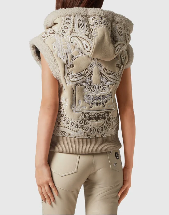 Shearling Oversize Gilet Paisley Bandana