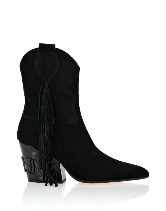 Suede Boots Mid Heels Cowboy