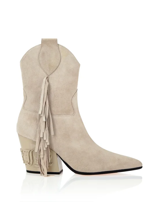 Suede Boots Mid Heels Cowboy