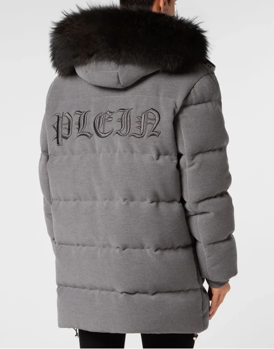 Oversize Down Jacket WIth Fur Hood