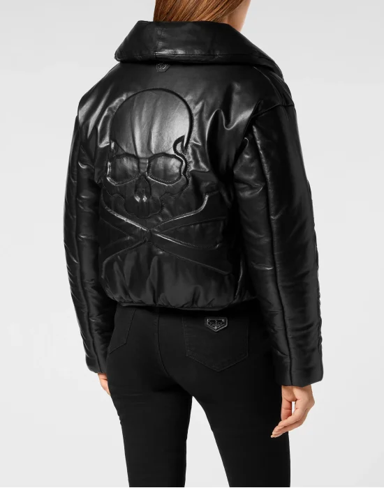 Silky Leather Biker Jacket Skull&Bones