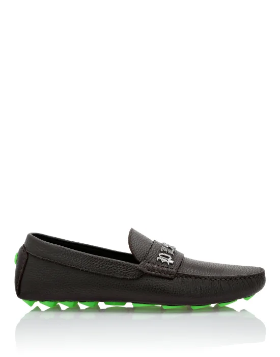 Deer Printed Leather Drivers Shoes