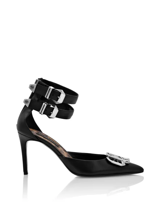 Nappa Mid Plein Heel Sandals Gothic Plein