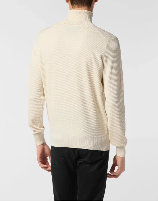 Knited Turtleneck Pullover Wool Silk Blend