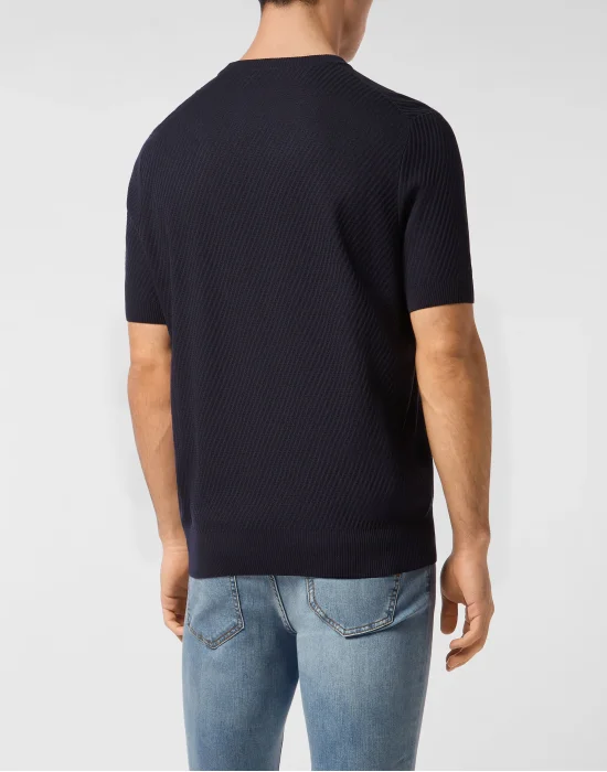 Knited Round Neck T-Shirt Wool Silk Blend