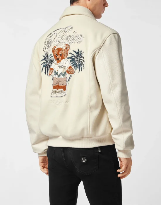 Leather and Wool Bomber Teddy Beach