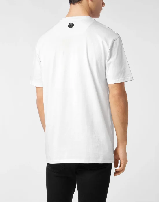 V Neck Heavy Cotton T-Shirt Crystal Skull