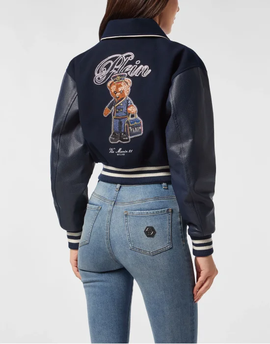 Wool and Leather College Bomber Teddy