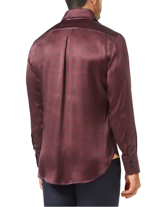 Silk Shirt Silver Cut LS/Flavio Lion