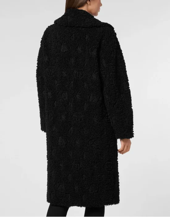 Eco Fur Coat Embroidery Monogram