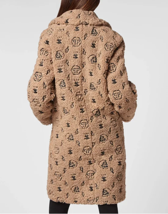 Eco Fur Coat Embroidery Monogram
