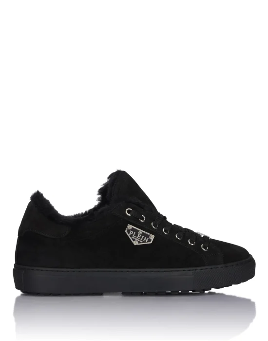 Suede and Sheepskin Low Top Sneakers