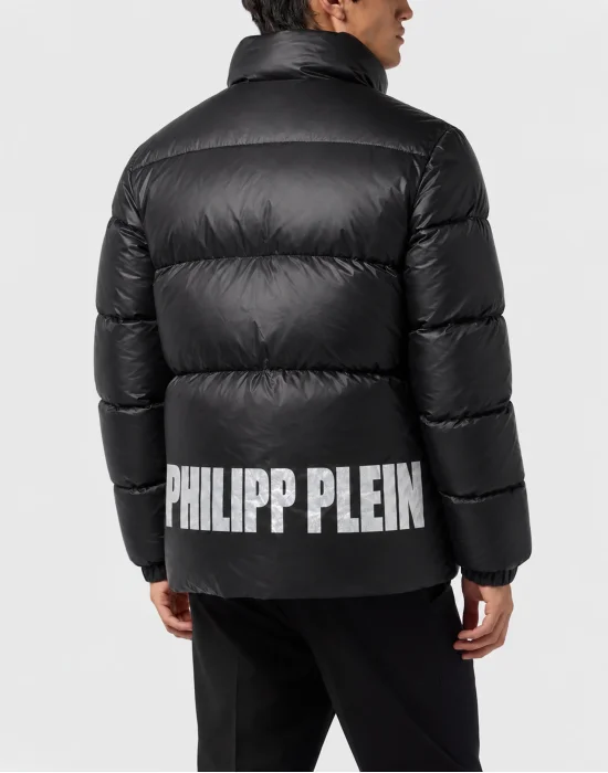 Logo Shiny Nylon Puffer Jacket