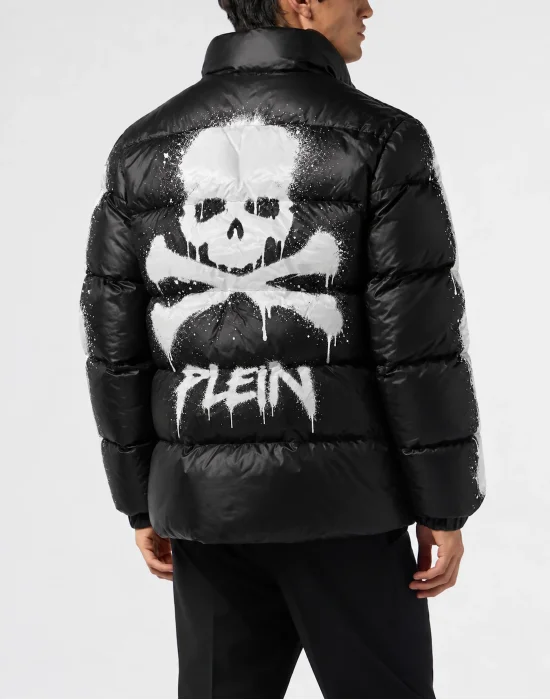 Skeleton Shiny Nylon Puffer Jacket