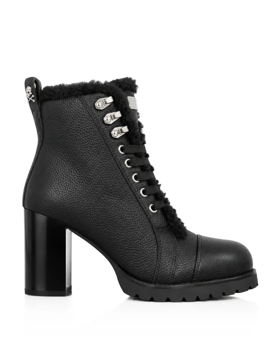 Leather Boots Lo-Heels Fake Fur
