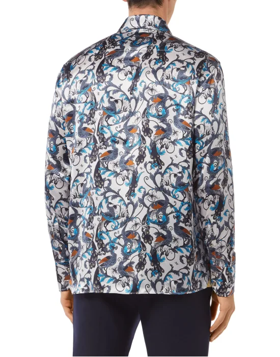 Silk Shirt Silver Cut LS/Flavio Feathers