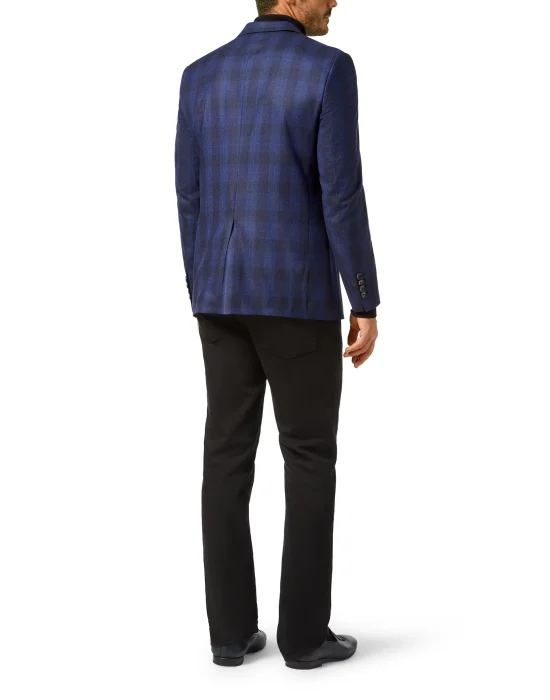 Wool Blazer Tailored Fit Check Crest