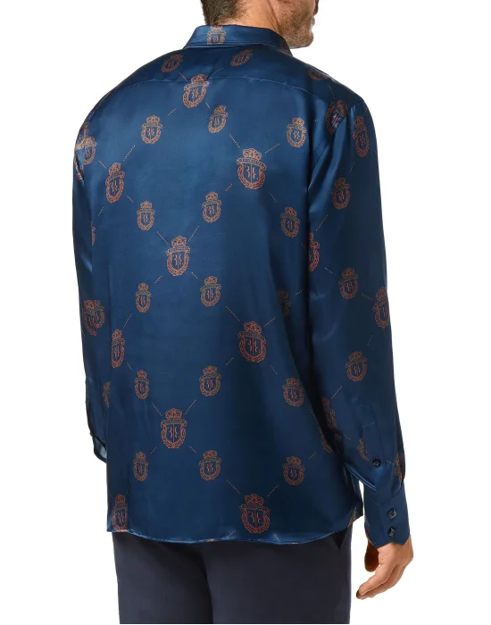 Silk Shirt Gold Cut LS Crest