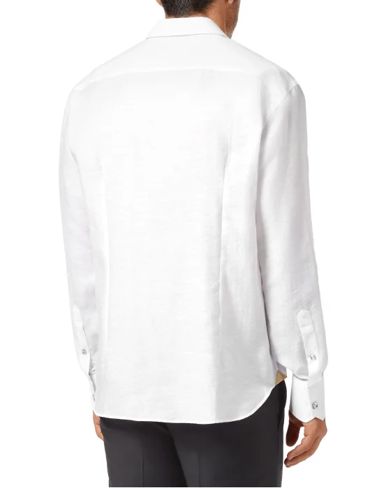 Silk Shirt Gold Cut LS Jacquard