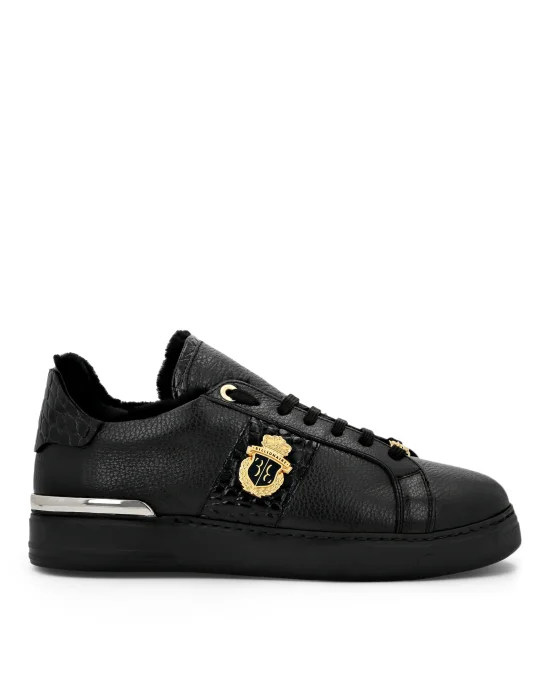 Leather & Shearling Lo-Top Sneakers