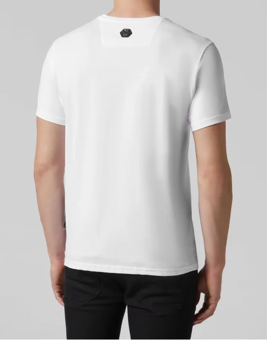 T-shirt Black Cut Round Neck Skull