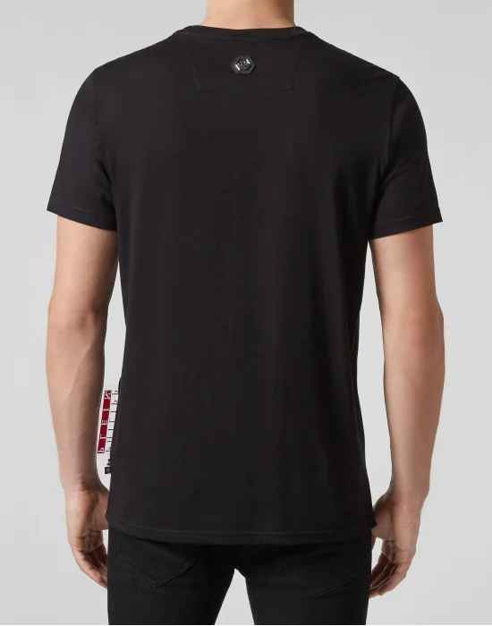 T-shirt Black Cut Round Neck Skull