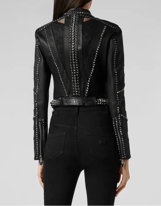 Leather Moto Jacket Studs