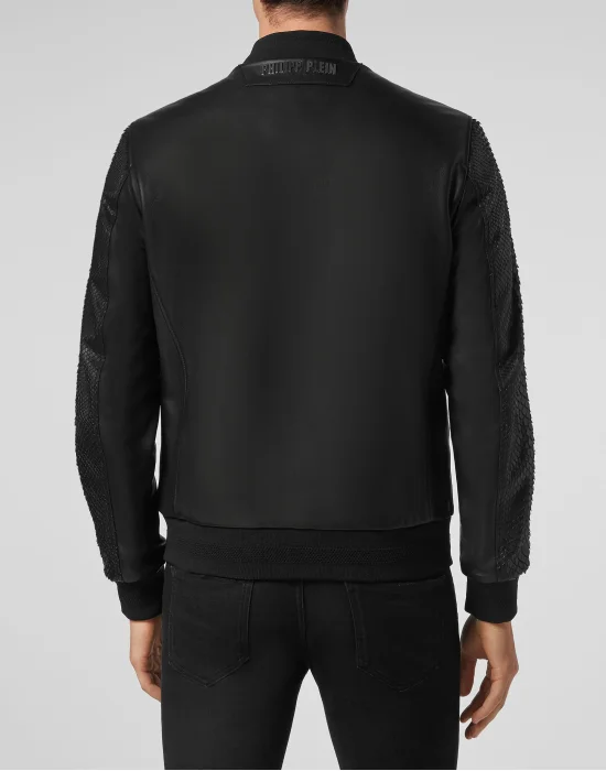 Leather Python Bomber Luxury