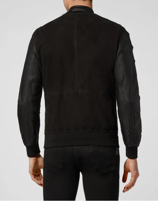 Leather Python Bomber Luxury