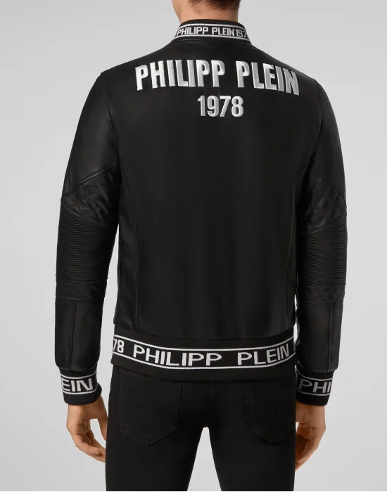 Leather Bomber Slim Cut Embroidery 3D PP1978