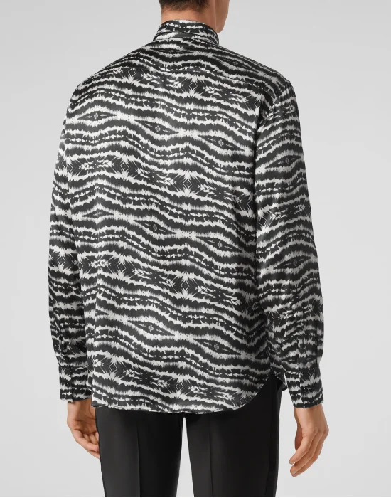 Silk Shirt Gold Cut LS print Tie dye